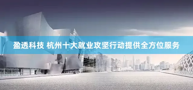 盈透科技 杭州十大就业攻坚行动提供全方位服务