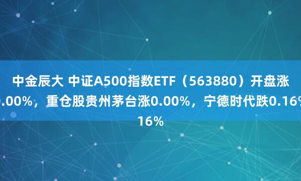 中金辰大 中证A500指数ETF（563880）开盘涨0.00%，重仓股贵州茅台涨0.00%，宁德时代跌0.16%